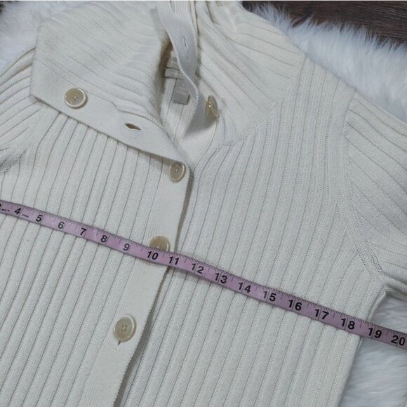 Banana Republic Italian Wool Cardigan L Ribbed Lagenlook Woolblend Preppy - Picture 11 of 11